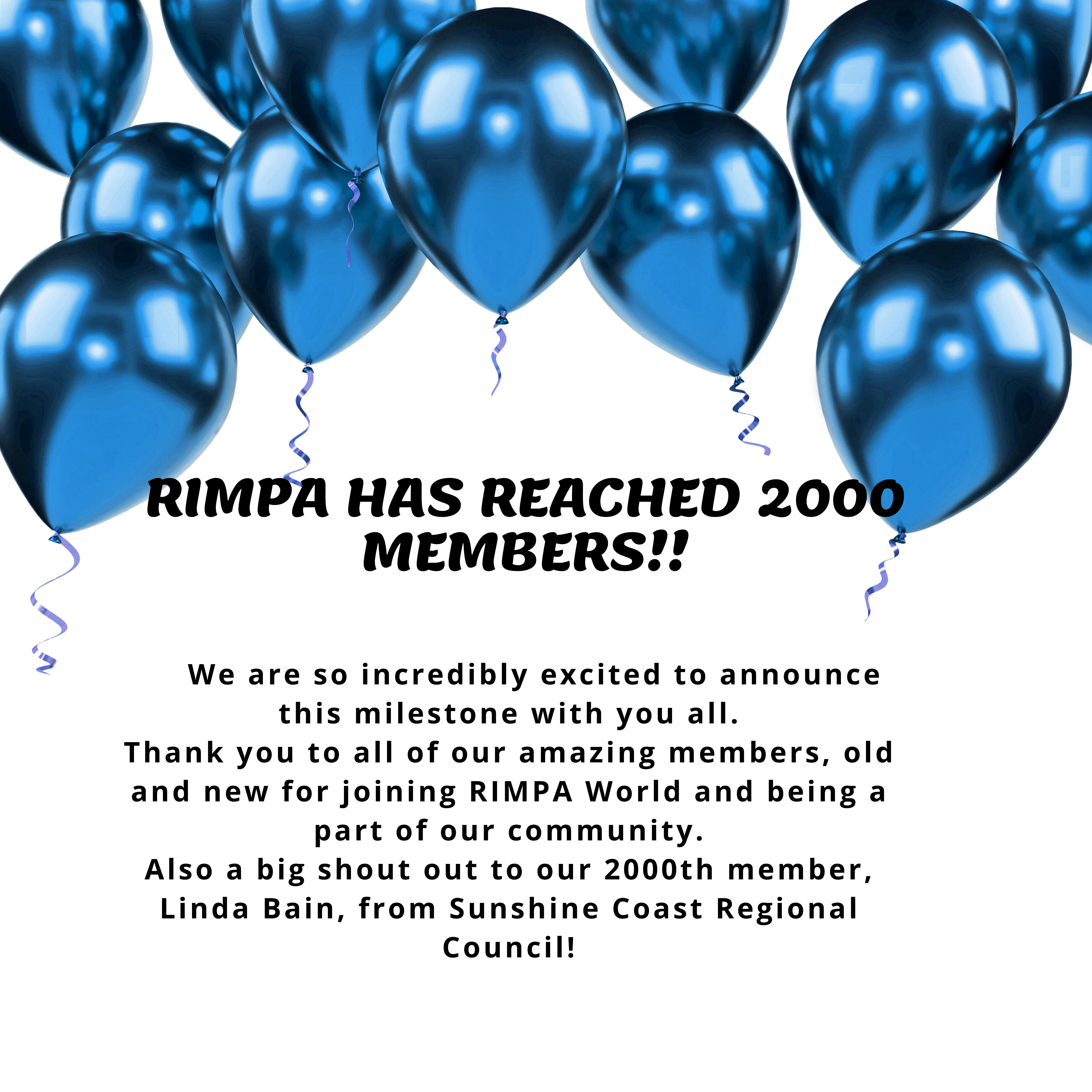 Blue balloons with black text